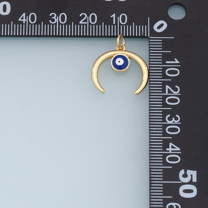 Gold Moon Evil Eye Charms,18K Gold Filled Moon Pendant,Evil Eye Charm Bracelet Necklace for DIY Jewelry Making Supply