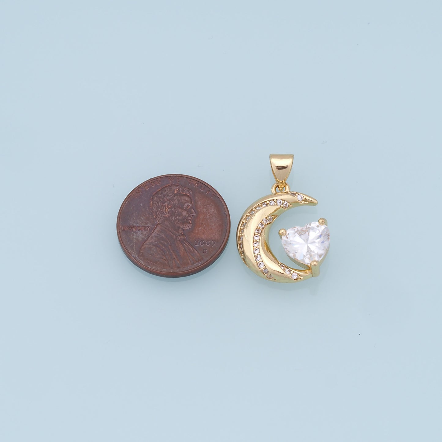 Gold Moon Charms,18K Gold Filled Moon Pendant,CZ Micro Pave Celestial Charm Bracelet Necklace for DIY Jewelry Making Supply