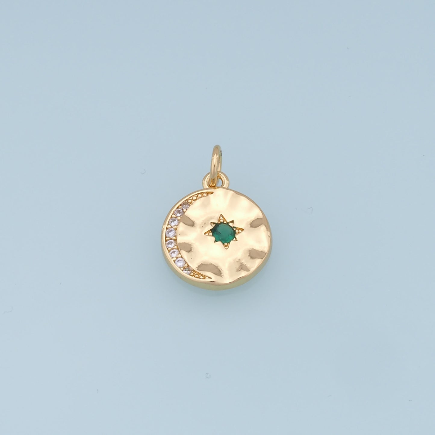 Gold Moon Star Charms,18K Gold Filled CZ Moon Pendant,Celestial Charm Bracelet Necklace for DIY Jewelry Making Supply