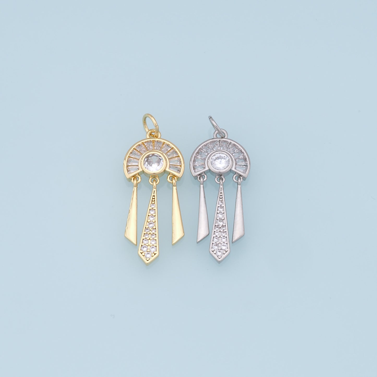 Gold tassel Charms,18K Gold Filled semicircle Pendant,geometry Charm Bracelet Necklace for DIY Jewelry Making Supply