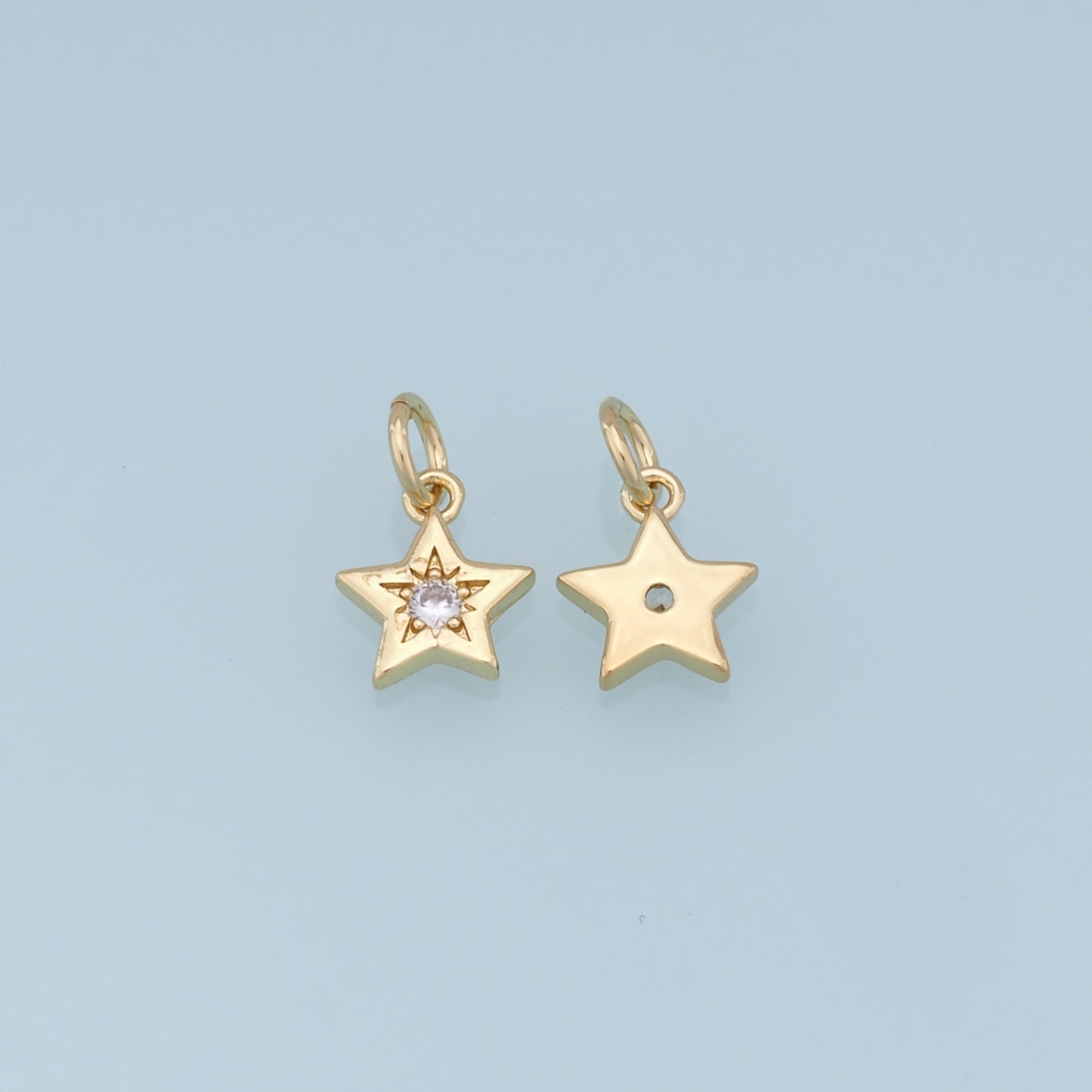 18K Gold Filled Star Pendant,CZ Star Charm Bracelet Necklace for DIY Jewelry Making Supply