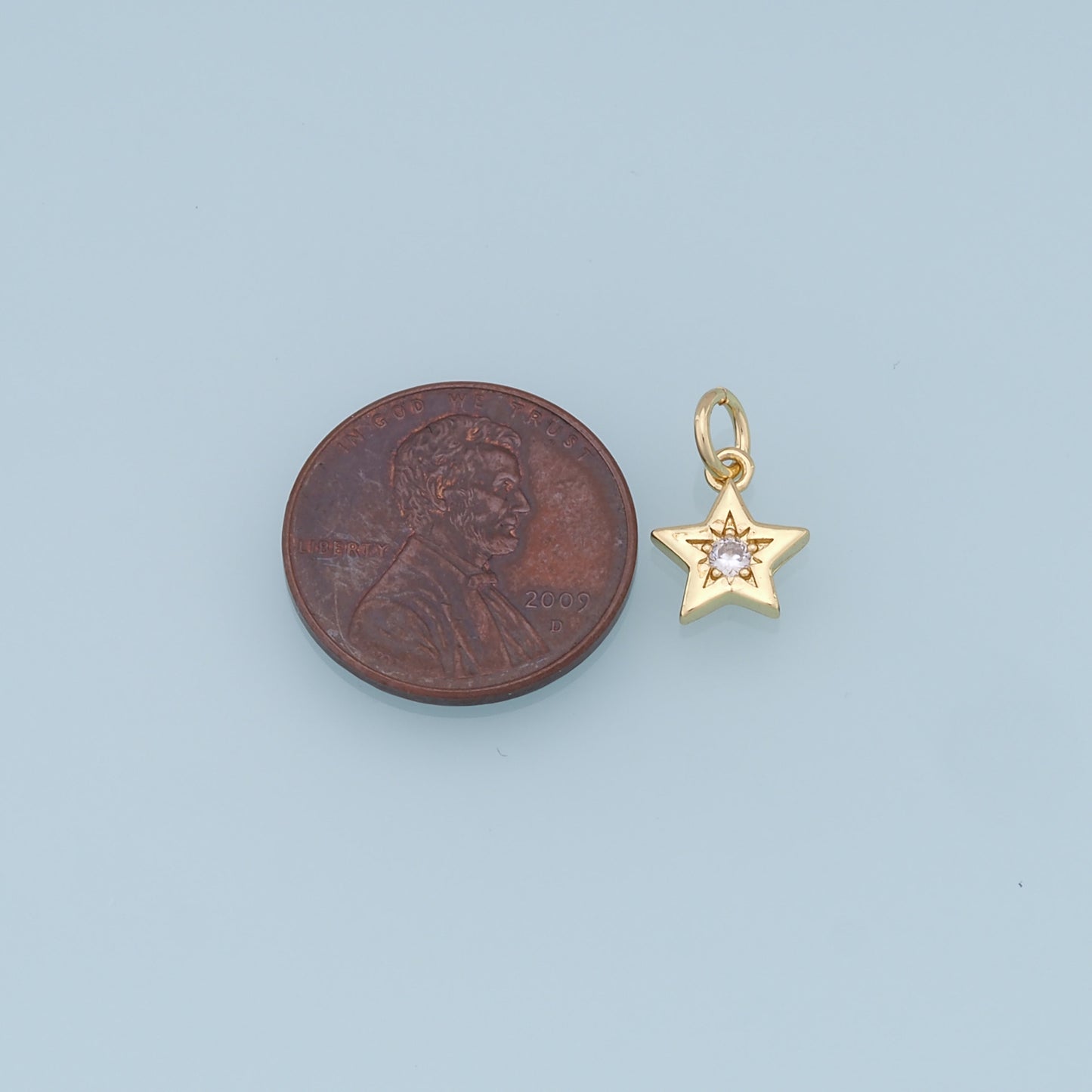 18K Gold Filled Star Pendant,CZ Star Charm Bracelet Necklace for DIY Jewelry Making Supply