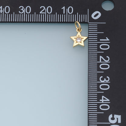 18K Gold Filled Star Pendant,CZ Star Charm Bracelet Necklace for DIY Jewelry Making Supply