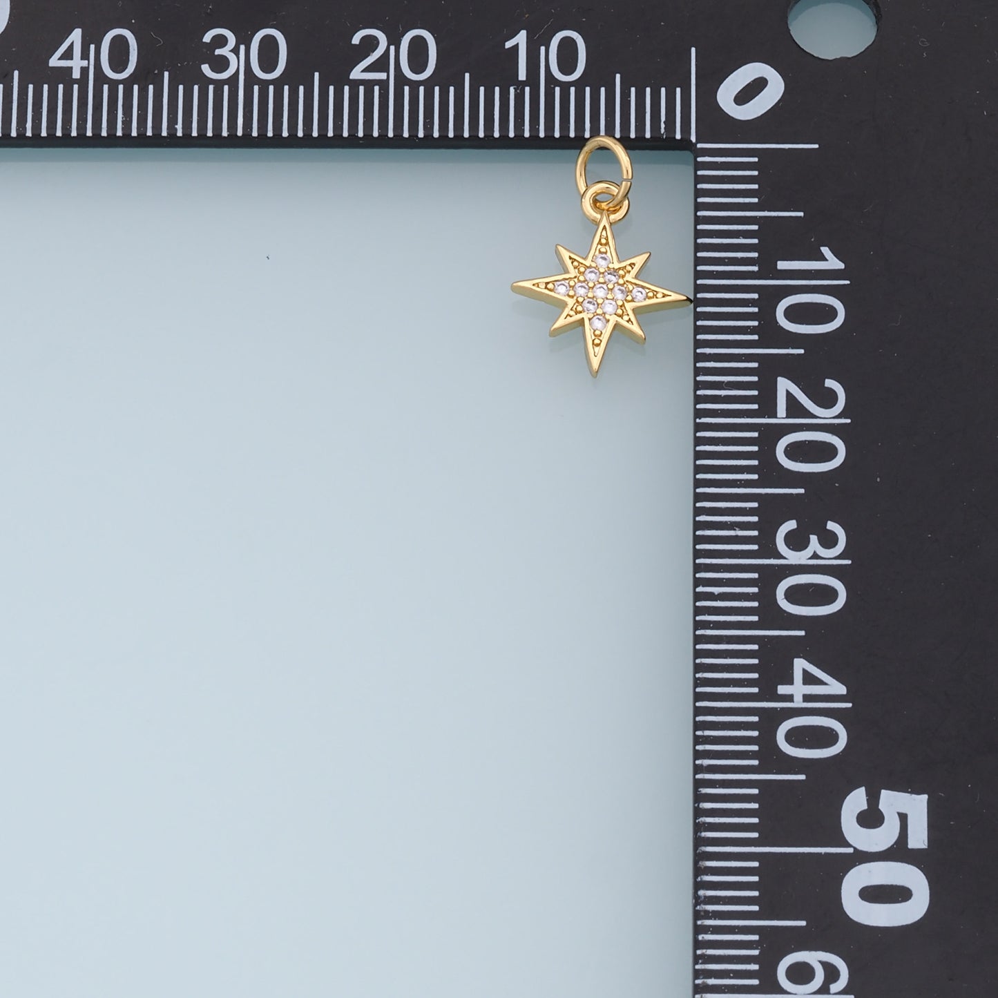 Gold Star Charms,18K Gold Filled Starburst Pendant,CZ North Star Charm Bracelet Necklace for DIY Jewelry Making Supply