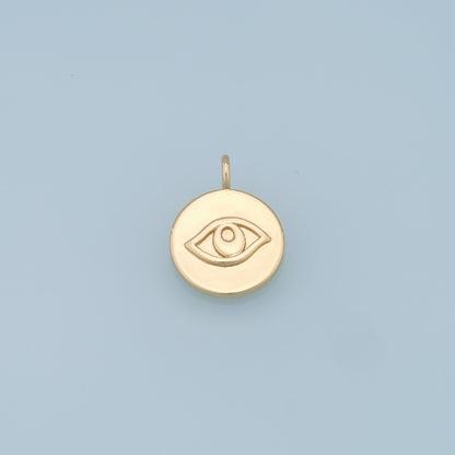 Gold Round Evil Eye Charms,18K Gold Filled Evil Eye Pendant,Evil Eye Charm Bracelet Necklace for DIY Jewelry Making Supply