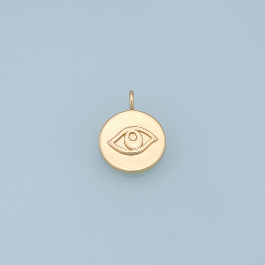 Gold Round Evil Eye Charms,18K Gold Filled Evil Eye Pendant,Evil Eye Charm Bracelet Necklace for DIY Jewelry Making Supply