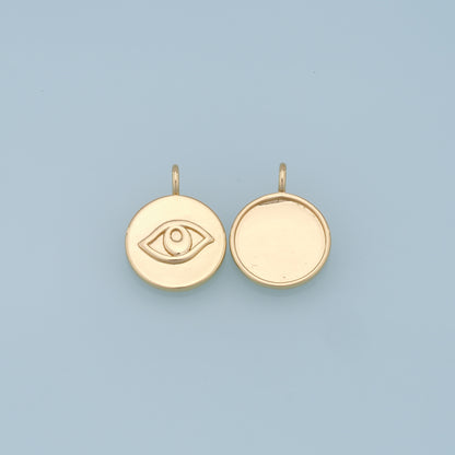 Gold Round Evil Eye Charms,18K Gold Filled Evil Eye Pendant,Evil Eye Charm Bracelet Necklace for DIY Jewelry Making Supply