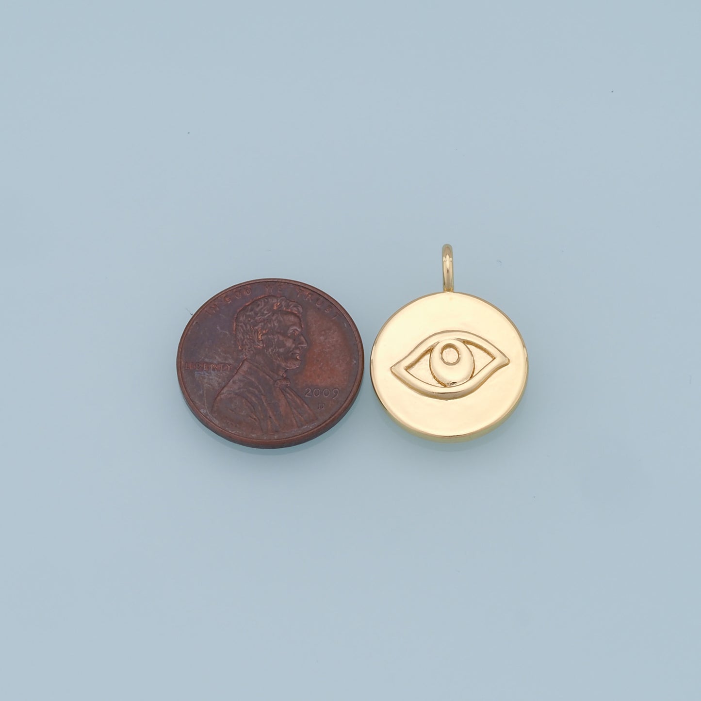 Gold Round Evil Eye Charms,18K Gold Filled Evil Eye Pendant,Evil Eye Charm Bracelet Necklace for DIY Jewelry Making Supply