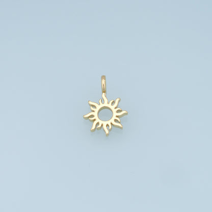 Gold Sun Charms,18K Gold Filled Sun Pendant,celestial  Charm Bracelet Necklace for DIY Jewelry Making Supply