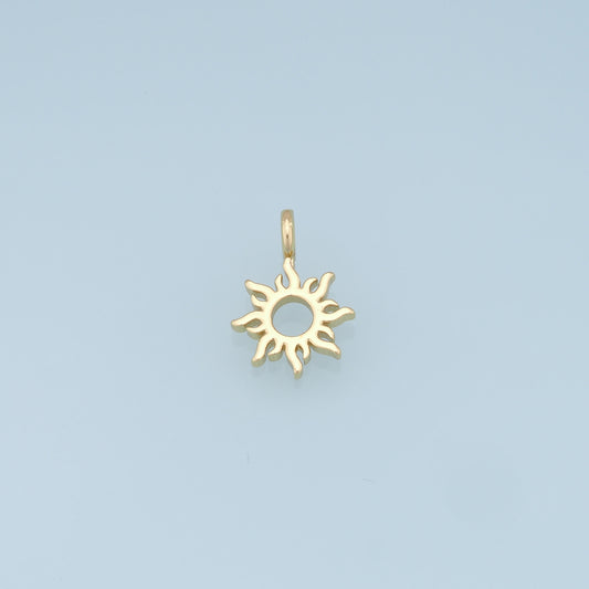 Gold Sun Charms,18K Gold Filled Sun Pendant,celestial  Charm Bracelet Necklace for DIY Jewelry Making Supply