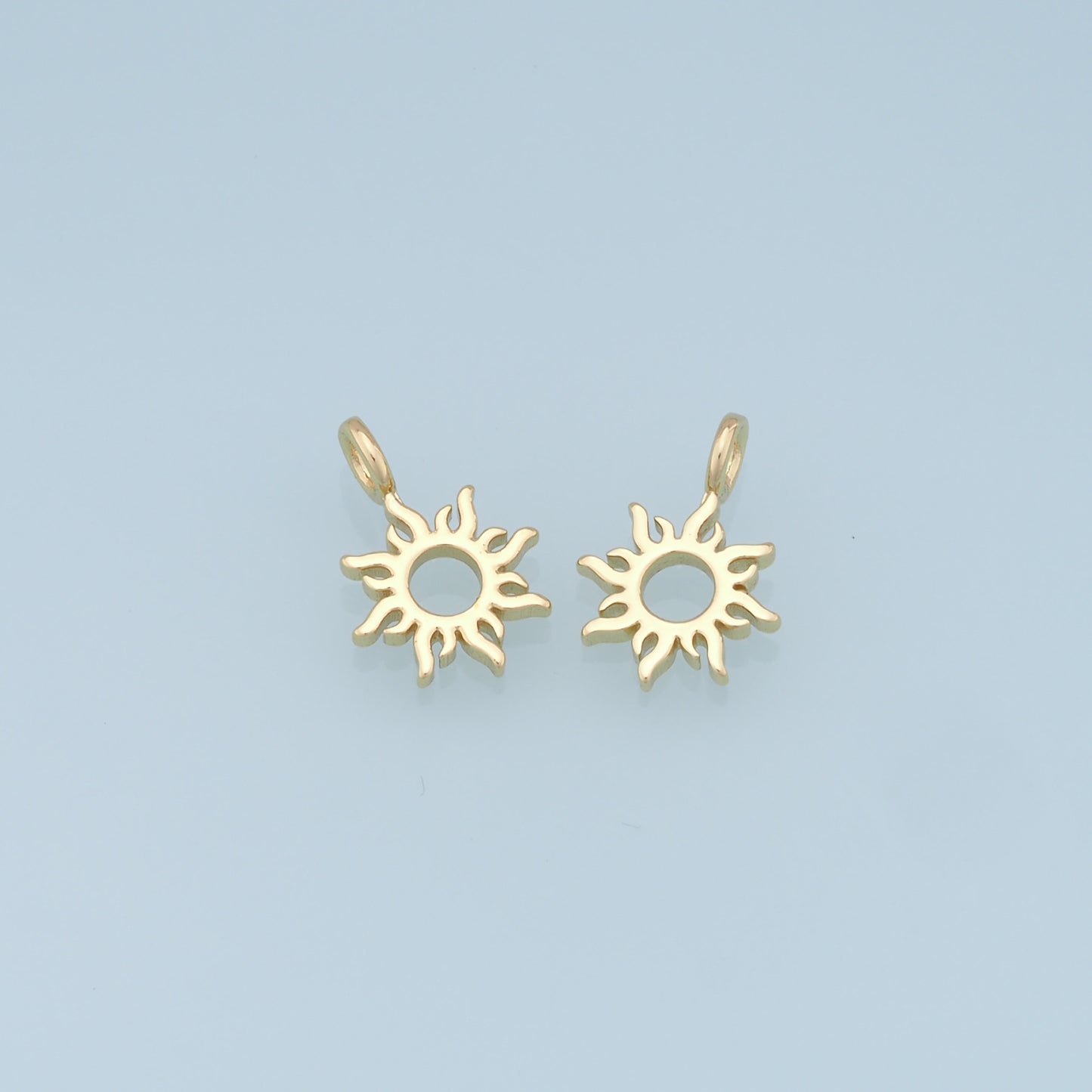 Gold Sun Charms,18K Gold Filled Sun Pendant,celestial  Charm Bracelet Necklace for DIY Jewelry Making Supply