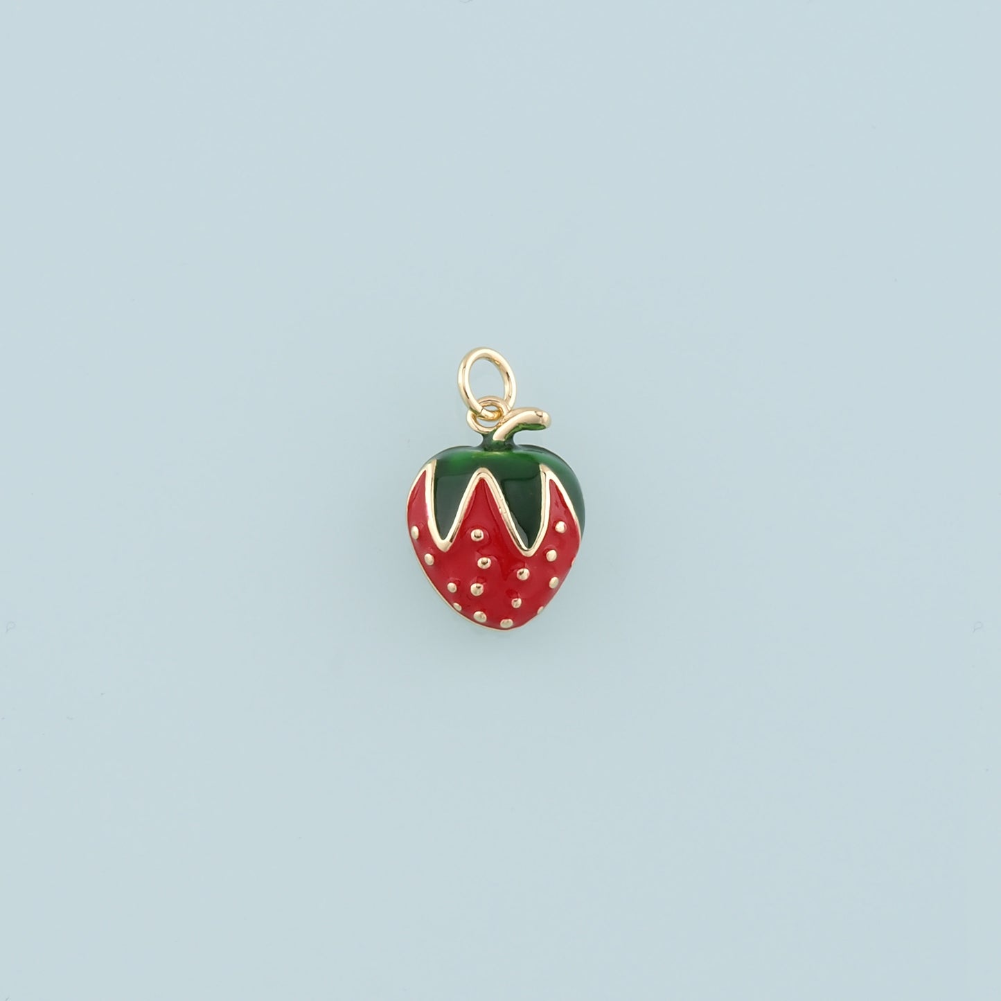 Gold Strawberry Charms,18K Gold Filled Strawberry Pendant,Enamel Fruit Charm Bracelet Necklace for DIY Jewelry Making Supply