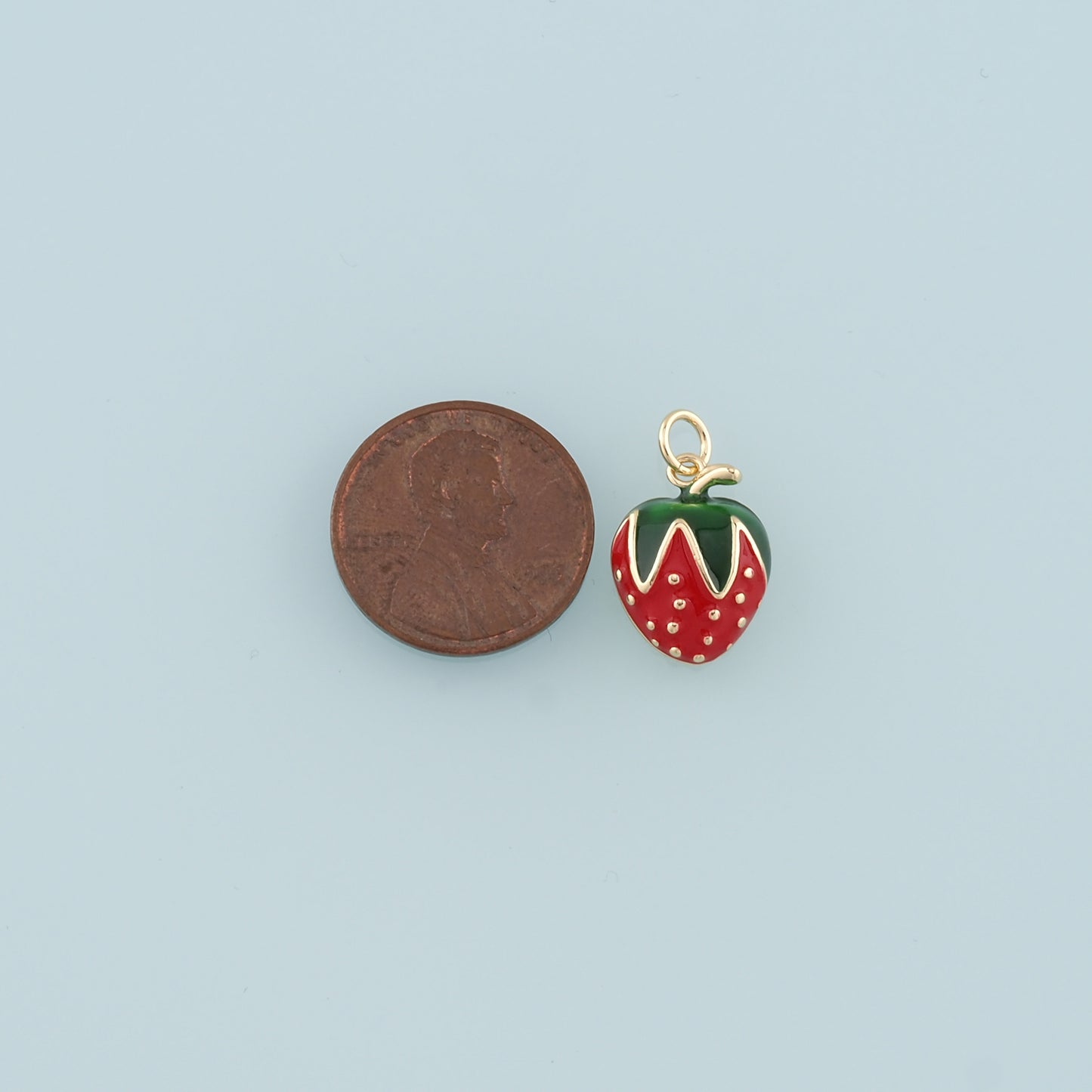 Gold Strawberry Charms,18K Gold Filled Strawberry Pendant,Enamel Fruit Charm Bracelet Necklace for DIY Jewelry Making Supply