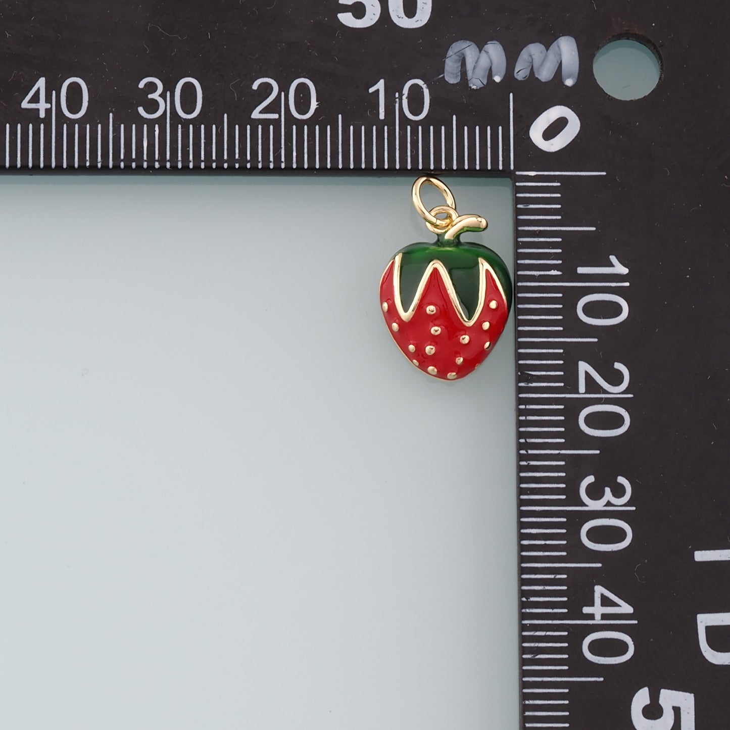 Gold Strawberry Charms,18K Gold Filled Strawberry Pendant,Enamel Fruit Charm Bracelet Necklace for DIY Jewelry Making Supply
