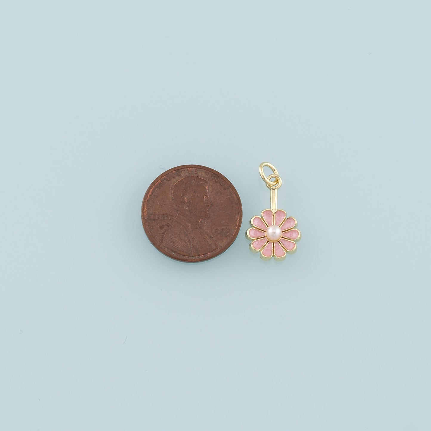 Gold Daisy Charms,18K Gold Filled Pearl Daisy Pendant,Enamel Flower Charm Bracelet Necklace for DIY Jewelry Making Supply
