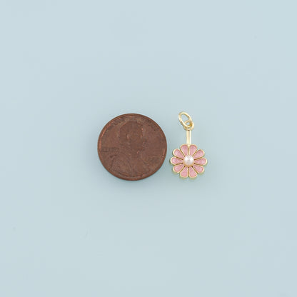 Gold Daisy Charms,18K Gold Filled Pearl Daisy Pendant,Enamel Flower Charm Bracelet Necklace for DIY Jewelry Making Supply