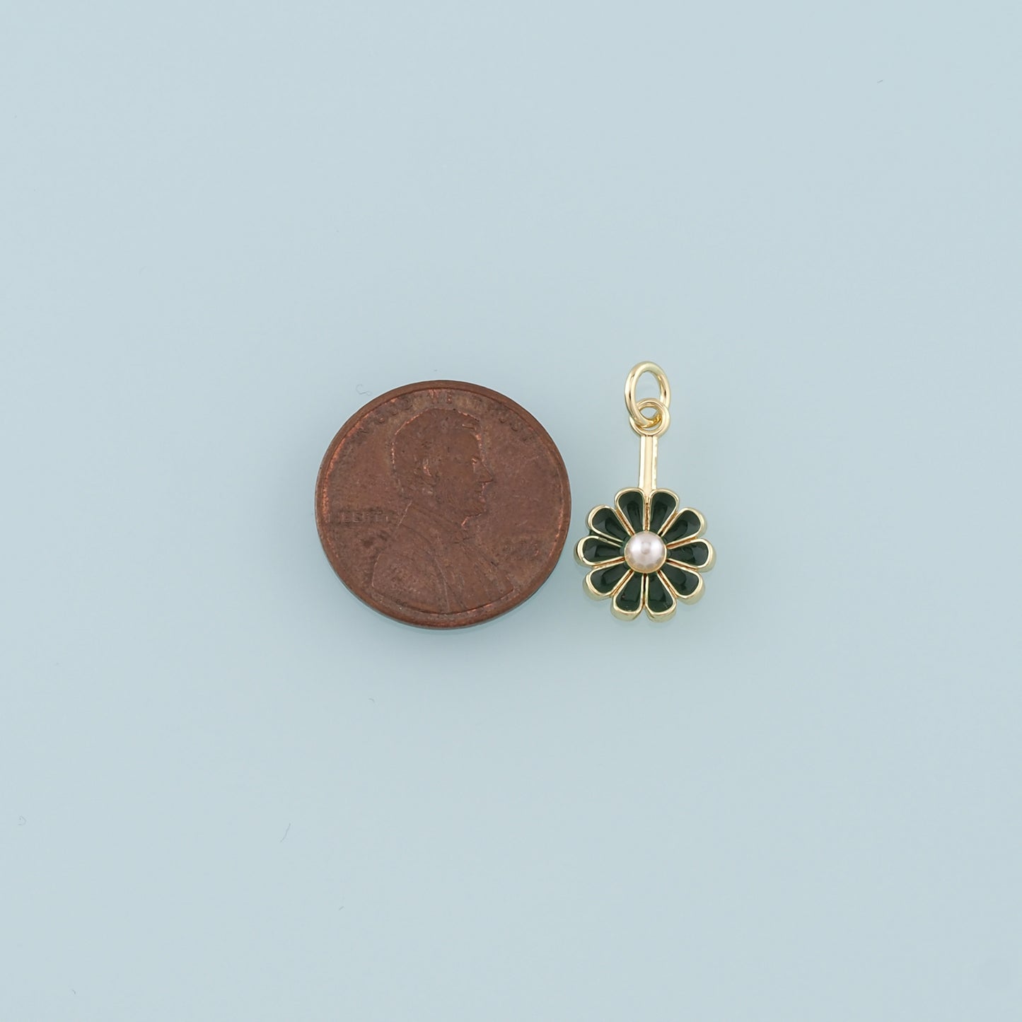 Gold Daisy Charms,18K Gold Filled Pearl Daisy Pendant,Enamel Flower Charm Bracelet Necklace for DIY Jewelry Making Supply