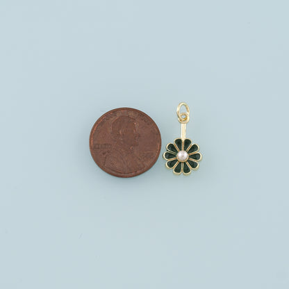 Gold Daisy Charms,18K Gold Filled Pearl Daisy Pendant,Enamel Flower Charm Bracelet Necklace for DIY Jewelry Making Supply
