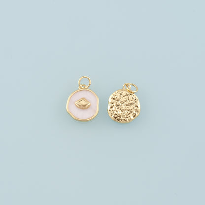 Gold Shell Charms,18K Gold Filled Scallop Pendant,Enamel Conch Shell Charm Bracelet Necklace for DIY Jewelry Making Supply
