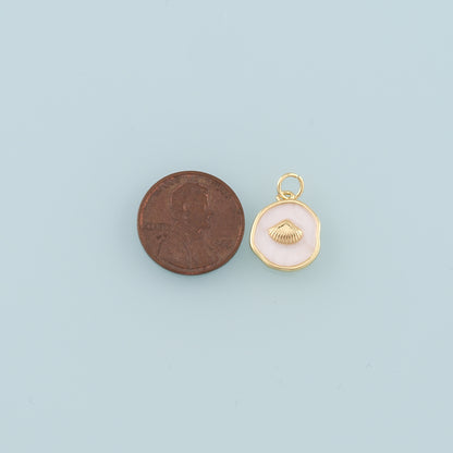 Gold Shell Charms,18K Gold Filled Scallop Pendant,Enamel Conch Shell Charm Bracelet Necklace for DIY Jewelry Making Supply