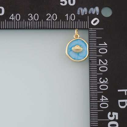 Gold Shell Charms,18K Gold Filled Scallop Pendant,Enamel Conch Shell Charm Bracelet Necklace for DIY Jewelry Making Supply
