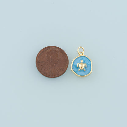 Gold Turtle Charms,18K Gold Filled Turtle Pendant,Enamel Turtle Charm Bracelet Necklace for DIY Jewelry Making Supply