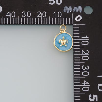 Gold Turtle Charms,18K Gold Filled Turtle Pendant,Enamel Turtle Charm Bracelet Necklace for DIY Jewelry Making Supply