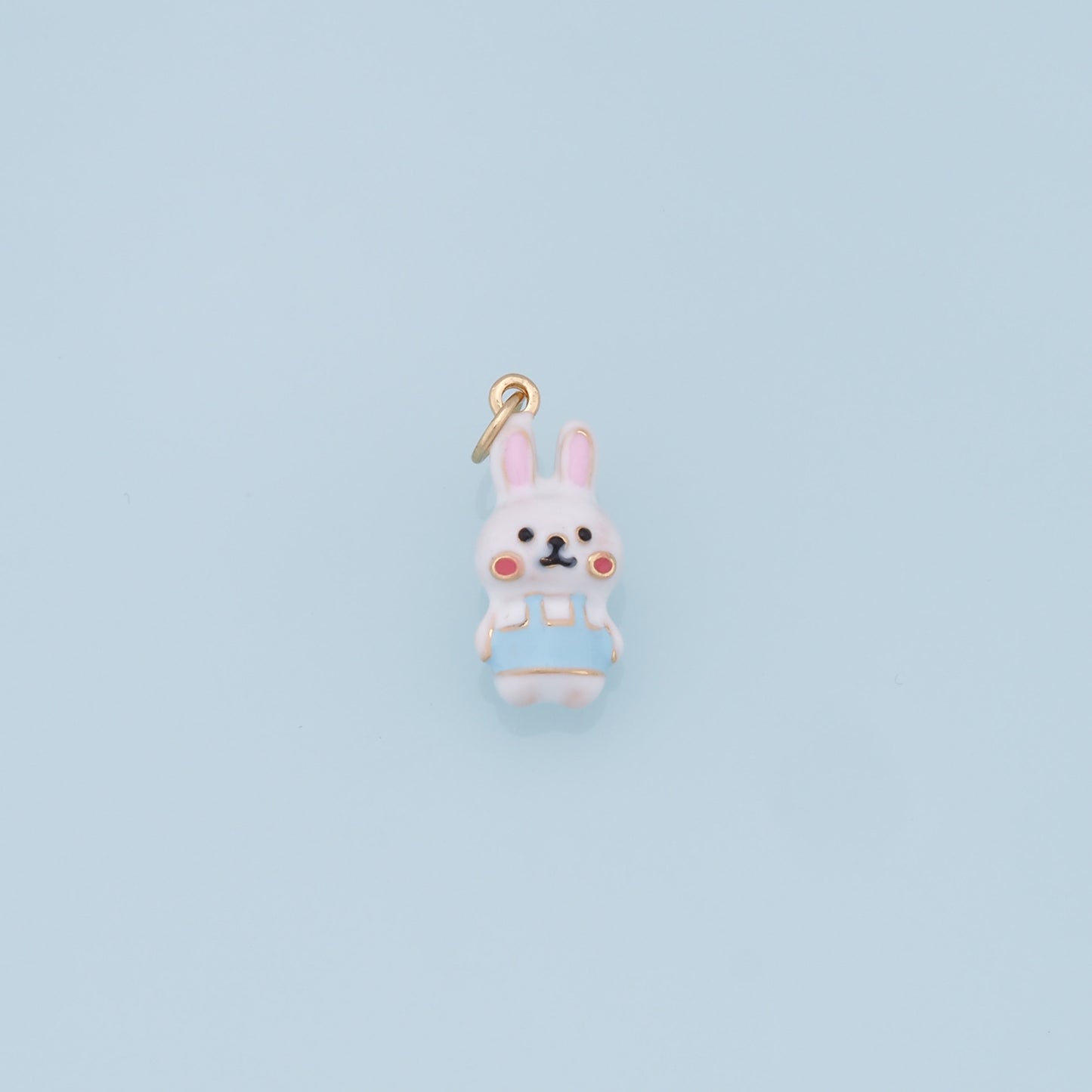 Cute Rabbit Charms,18K Gold Filled Enamel Rabbit Pendant,Kawaii Charm Bracelet Necklace for DIY Jewelry Making Supply