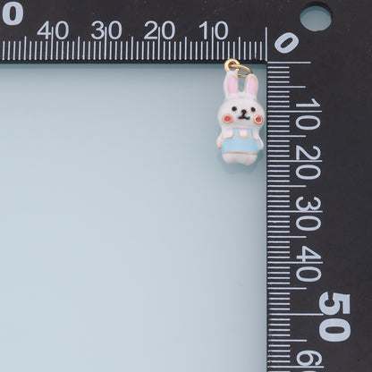 Cute Rabbit Charms,18K Gold Filled Enamel Rabbit Pendant,Kawaii Charm Bracelet Necklace for DIY Jewelry Making Supply
