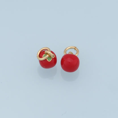 Gold Apple Charms,18K Gold Filled Enamel Apple Pendant,Fruit Charm Bracelet Necklace for DIY Jewelry Making Supply