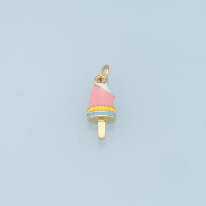 Ice Cream Charms,18K Gold Filled Enamel Ice Cream Pendant,Cute Ice Cream Charm Bracelet Necklace for DIY Jewelry Making Supply