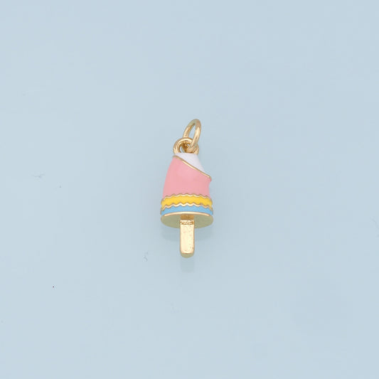 Ice Cream Charms,18K Gold Filled Enamel Ice Cream Pendant,Cute Ice Cream Charm Bracelet Necklace for DIY Jewelry Making Supply