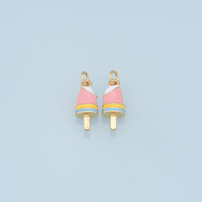 Ice Cream Charms,18K Gold Filled Enamel Ice Cream Pendant,Cute Ice Cream Charm Bracelet Necklace for DIY Jewelry Making Supply