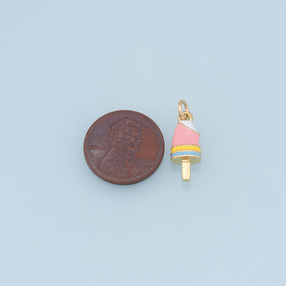 Ice Cream Charms,18K Gold Filled Enamel Ice Cream Pendant,Cute Ice Cream Charm Bracelet Necklace for DIY Jewelry Making Supply