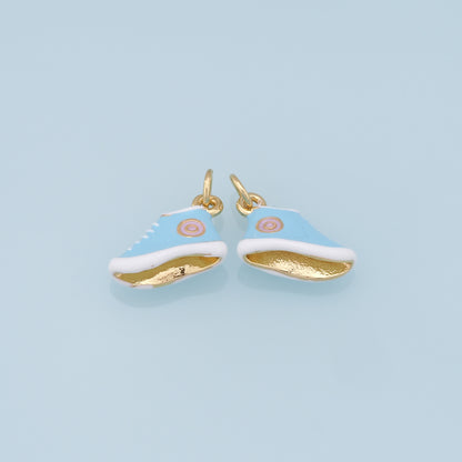 Gold Shoe Charms,18K Gold Filled Enamel Shoe Pendant,Cute Shoe Charm Bracelet Necklace for DIY Jewelry Making Supply