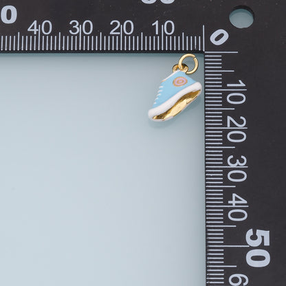 Gold Shoe Charms,18K Gold Filled Enamel Shoe Pendant,Cute Shoe Charm Bracelet Necklace for DIY Jewelry Making Supply
