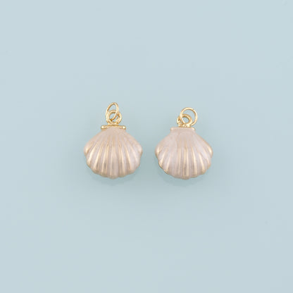 Gold Shell Charms,18K Gold Filled Scallop Pendant,Enamel Conch Shell Charm Bracelet Necklace for DIY Jewelry Making Supply