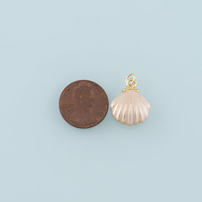 Gold Shell Charms,18K Gold Filled Scallop Pendant,Enamel Conch Shell Charm Bracelet Necklace for DIY Jewelry Making Supply