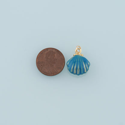 Gold Shell Charms,18K Gold Filled Scallop Pendant,Enamel Conch Shell Charm Bracelet Necklace for DIY Jewelry Making Supply