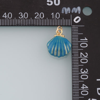 Gold Shell Charms,18K Gold Filled Scallop Pendant,Enamel Conch Shell Charm Bracelet Necklace for DIY Jewelry Making Supply