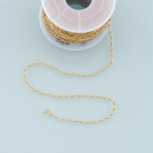 Gold Oval Chain,18K Gold Filled Paper Clip Chain for Necklace Bracelet DIY Jewelry Making Supply