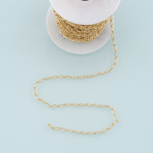 Gold Oval Chain,18K Gold Filled Paper Clip Chain for Necklace Bracelet DIY Jewelry Making Supply