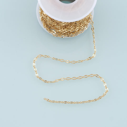 Gold Oval Chain,18K Gold Filled Oval Chain for Necklace Bracelet DIY Jewelry Making Supply