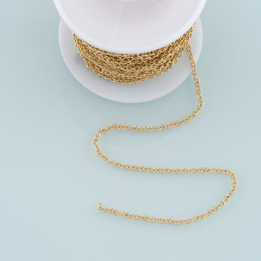 Gold Oval Chain,18K Gold Filled Texture Oval Chain for Necklace Bracelet DIY Jewelry Making Supply
