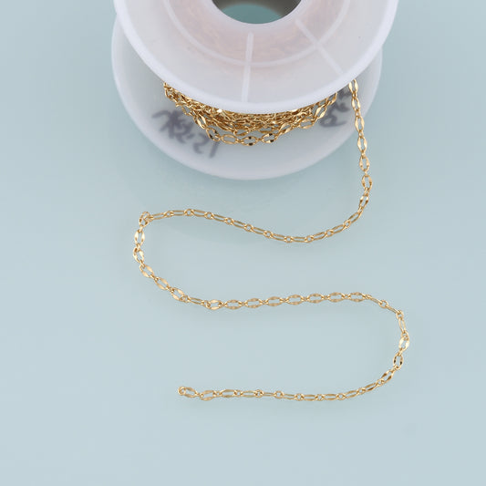 Gold Oval Chain,18K Gold Filled Oval Chain for Necklace Bracelet DIY Jewelry Making Supply