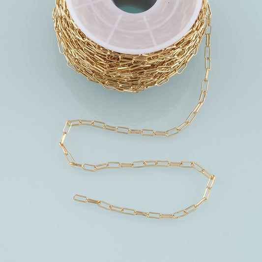 Gold Paper Clip Chain,18K Gold Filled Oval Chain for Necklace Bracelet DIY Jewelry Making Supply