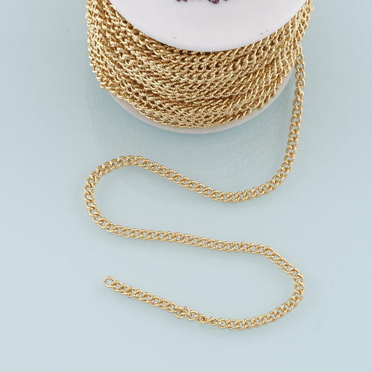 Gold Oval Chain,18K Gold Filled Texture Oval Chain for Necklace Bracelet DIY Jewelry Making Supply
