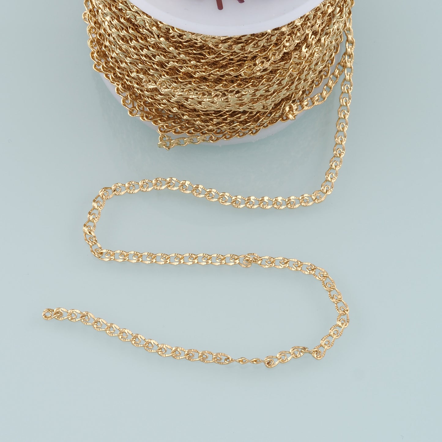 Gold Curb Chain,18K Gold Filled Texture Chain for Necklace Bracelet DIY Jewelry Making Supply