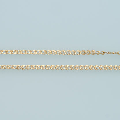 Gold Curb Chain,18K Gold Filled Texture Chain for Necklace Bracelet DIY Jewelry Making Supply