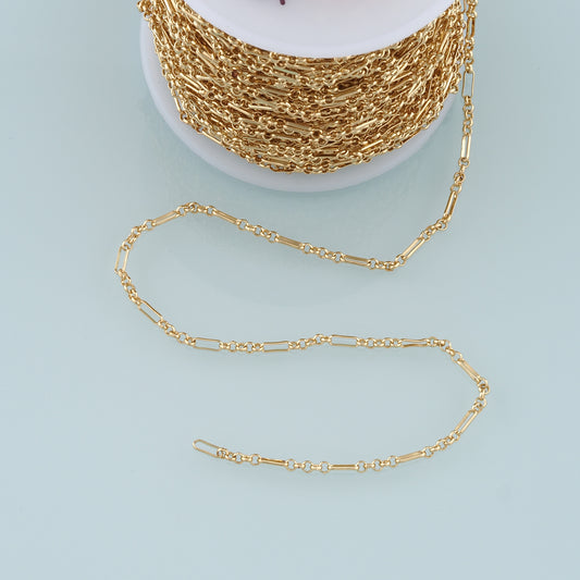 Gold Paper Clip Chain,18K Gold Filled Oval Chain for Necklace Bracelet DIY Jewelry Making Supply